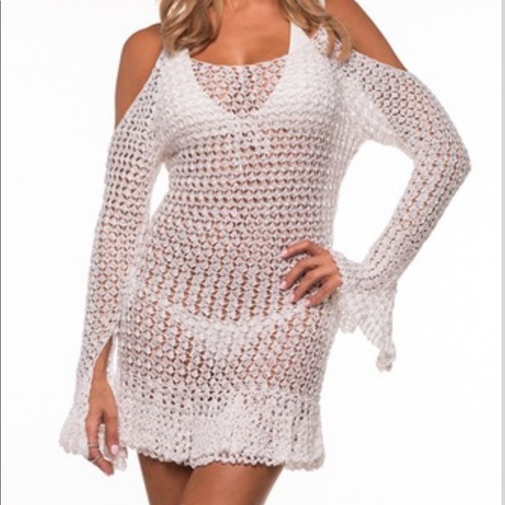 White crochet coverup dress